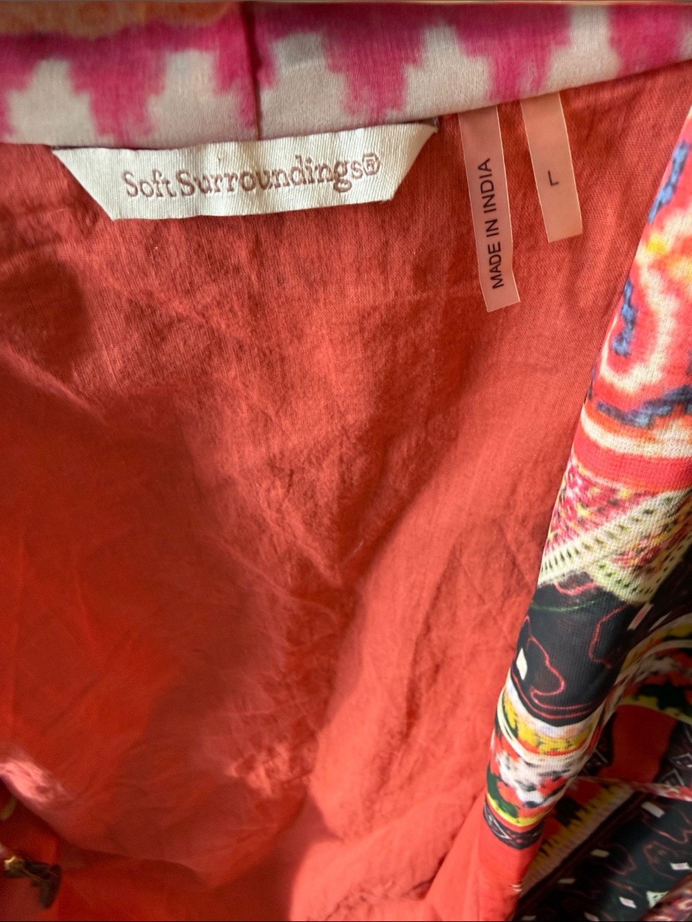 Soft Surroundings Orange Multi Printed Long Tunic - Picture 2 of 11